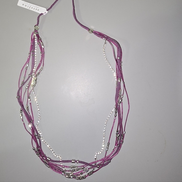 New Anthropologie Violet Glistening Strands Double Duty Wrap Bracelet/Necklace - Picture 4 of 7